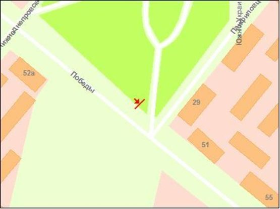 Схема рекламной плоскости по адресу вул.Перемоги – вул.Панфиловців, ст.Б