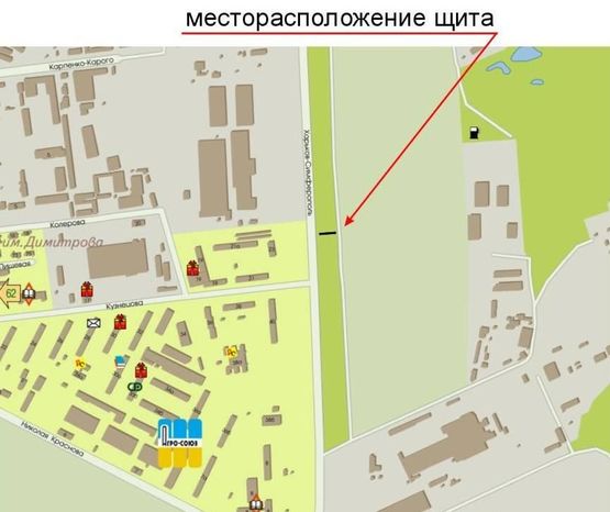 Схема рекламной плоскости по адресу Симф.тр. -Карпенко-Карого/Кузнецова