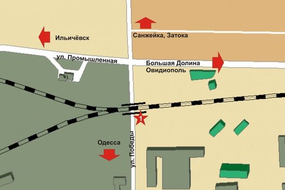 Схема рекламной плоскости по адресу Черноморск / ул. Победы №1 (въезд в город)