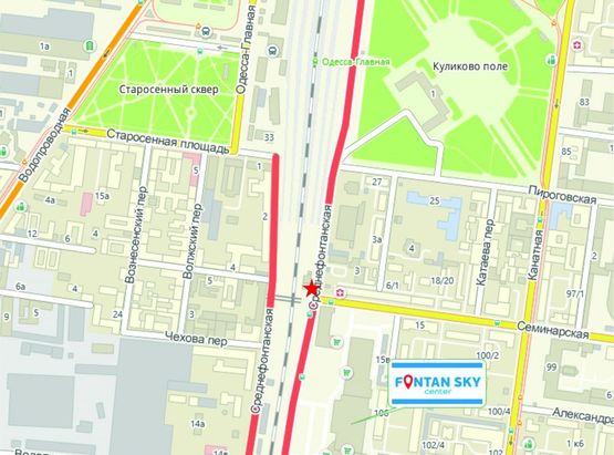 Схема рекламної площини за адресою ул. Среднефонтанская / ул. Семинарская / Вертикальный №2