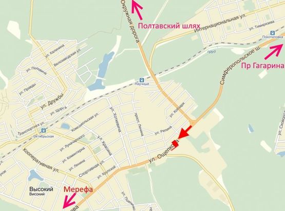 Схема рекламної площини за адресою Симферопольское шоссе-пос. Высокий-пост ГАИ-флажок №1(выезд из города)