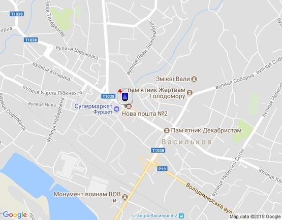 Схема рекламной плоскости по адресу ул. Грушевского,17А  центральная площадь