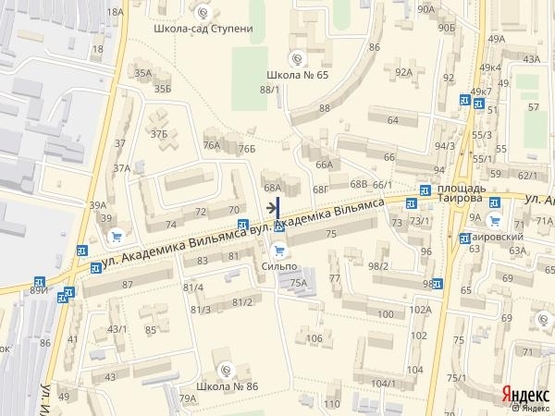 Схема рекламной плоскости по адресу Вильямса,68