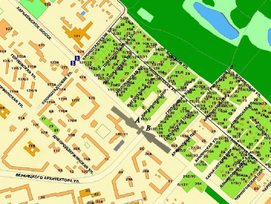 Схема рекламной плоскости по адресу Харьковское шоссе, возле ул.Вербицкого, к Харьковской пл., из центра