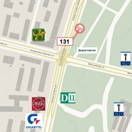 Схема рекламной плоскости по адресу Телиги Е. ул., (ст. м. Дорогожичи, парк Бабин Яр, в сторону Московского моста)