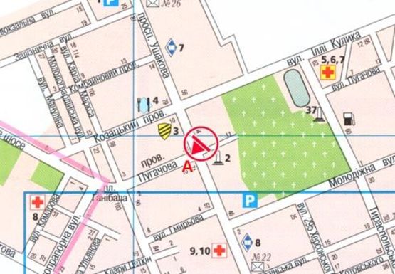 Схема рекламной плоскости по адресу Ушакова пр. - Пугачева пер. (BackLit)