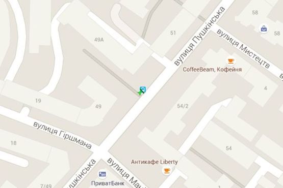 Схема рекламної площини за адресою Пушкінська вул., 49 (зупинка)