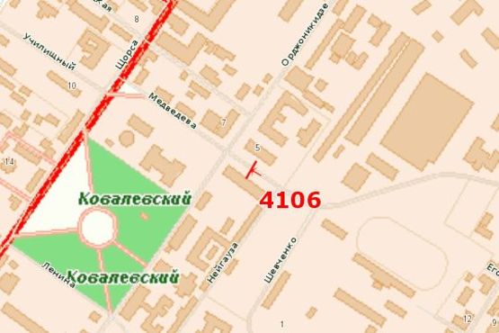 Схема рекламной плоскости по адресу Євгена Чикаленка вул. (Медведєва вул.), 11 - Кавалерійська/Ельворті вул. (Кавалерійська/Ельворті вул.)