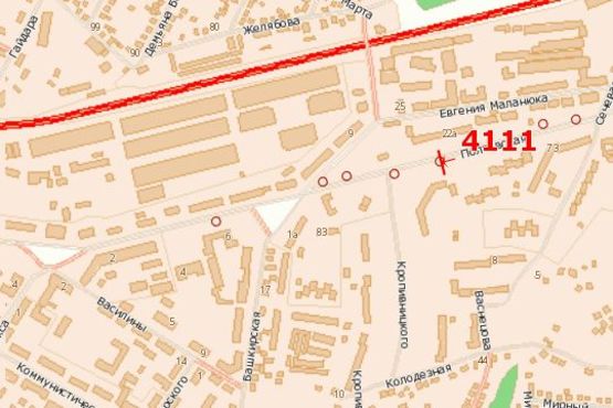 Схема рекламной плоскости по адресу Полтавська вул., 81 - Кропивницького вул.