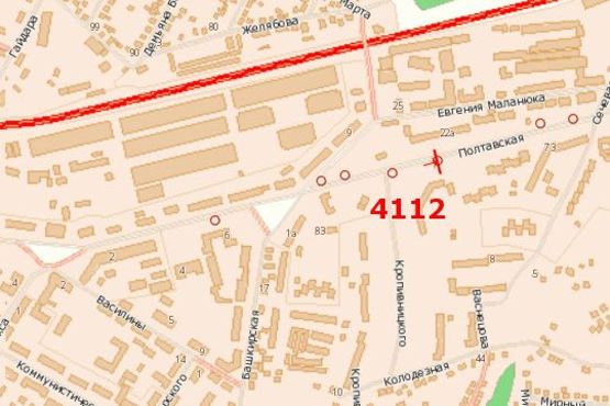 Схема рекламной плоскости по адресу Полтавська вул., 81 - Кропивницького вул.