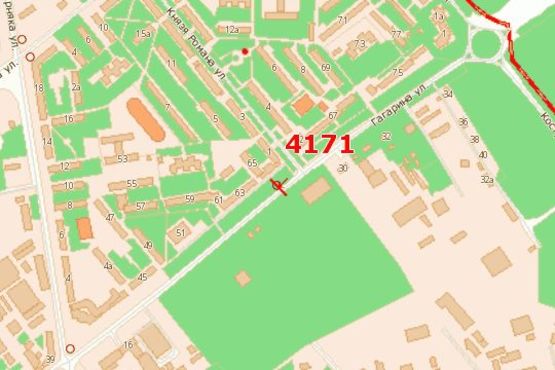 Схема рекламной плоскости по адресу Гагаріна вул. - Князя Романа вул.