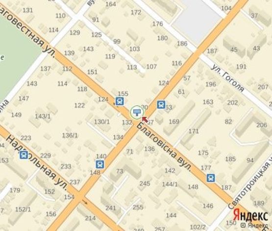 Схема рекламной плоскости по адресу Грушевского ул. -  Благовестная ул.в центр