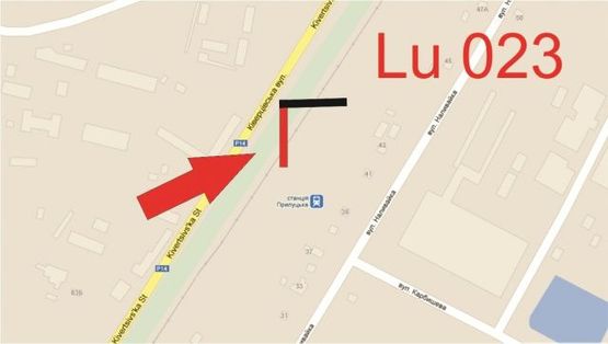 Схема рекламной плоскости по адресу Ківерцівська_оптова база_УА Брук_промзона_від центру