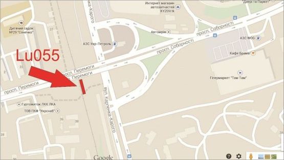 Схема рекламной плоскости по адресу пр.Соборності-пр.Перемоги_ТРЦ ПОРТ СІТІ_міст_з центру