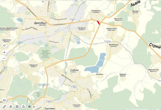 Схема рекламної площини за адресою Стрий - Дрогобич - Трускавець  (місце 2) правий