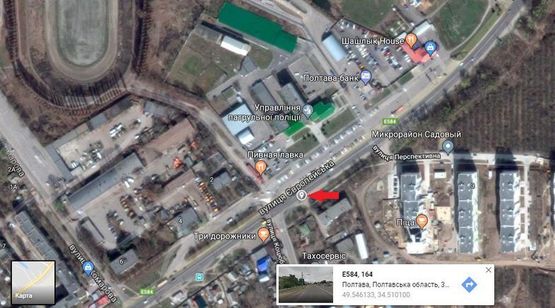 Схема рекламної площини за адресою г. Полтава, ул. Европейськая,251,напротив обласного ГАИ,Кременчугское направление