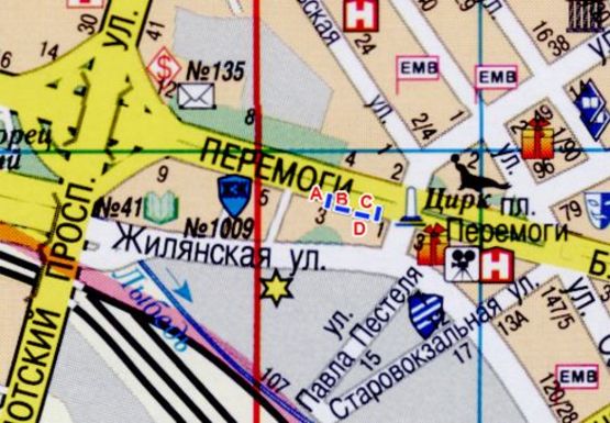 Схема рекламной плоскости по адресу Победы пл. 3