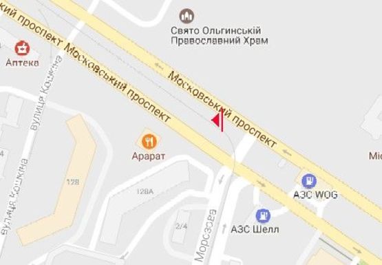 Схема рекламної площини за адресою Московский пр. - Морозова ул. (из центра)