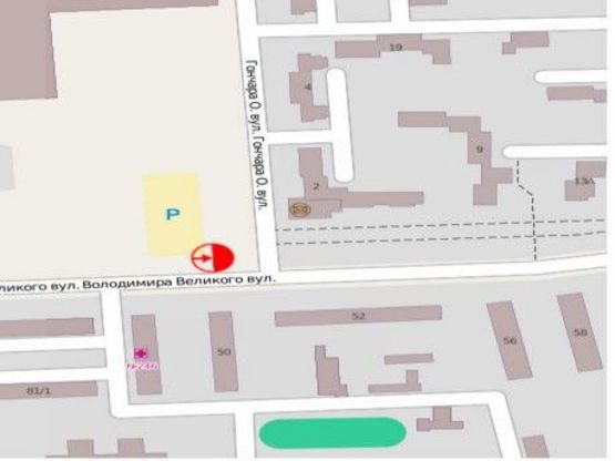 Схема рекламной плоскости по адресу вул. В.Великого, ( ринок Володар )