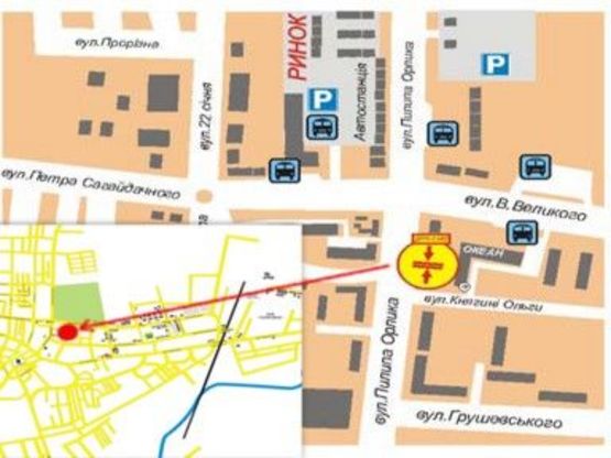 Схема рекламной плоскости по адресу вул.П.Орлика,18