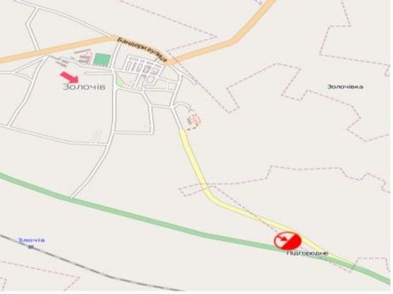 Схема рекламної площини за адресою Вїзд в місто Золочів з Тернополя