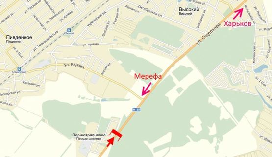 Схема рекламной плоскости по адресу Арка-Симферопольское шоссе-пос. Першотравневое-в ст. Харькова