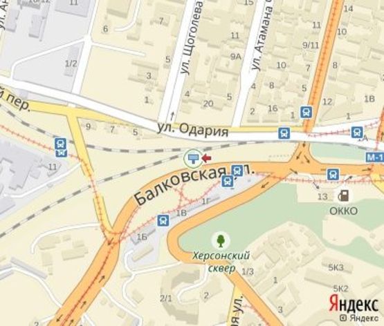 Схема рекламної площини за адресою Балковская ул. - Херсонский сквер (Пересыпский мост)