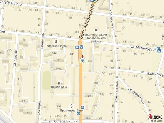 Схема рекламной плоскости по адресу просп. Богоявленский, 316 - ост. Универсам, 2