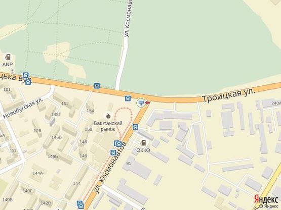 Схема рекламной плоскости по адресу ул. Космонавтов - угол ул. Троицкой