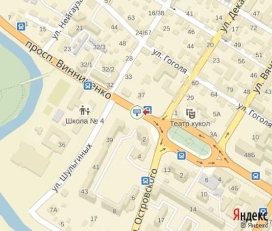 Схема рекламной плоскости по адресу Винниченко пр. - Хмельницкого пл.