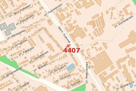 Схема рекламної площини за адресою Курський просп., 39