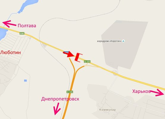 Схема рекламной плоскости по адресу Арка-462 км трассы Киев-Харьков-Довжанскийв р-не Люботина (в ст Харькова)