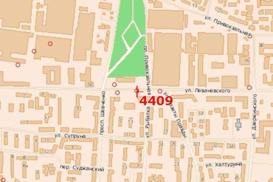 Схема рекламной плоскости по адресу Леваневського вул., 16