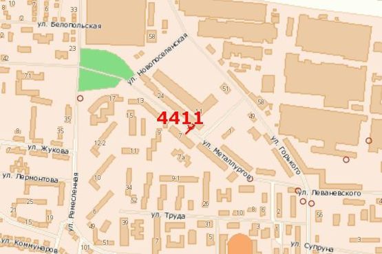 Схема рекламної площини за адресою Металургів вул., 16