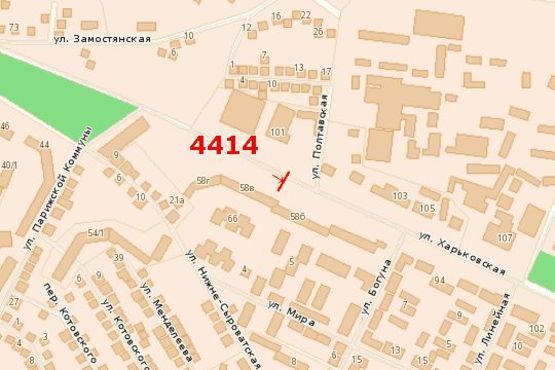 Схема рекламной плоскости по адресу Харківська вул., 58б