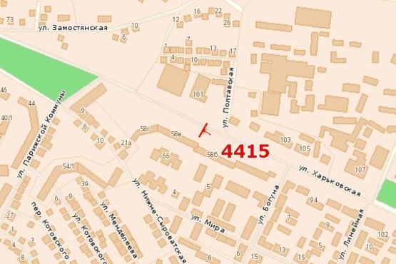 Схема рекламной плоскости по адресу Харківська вул., 58б