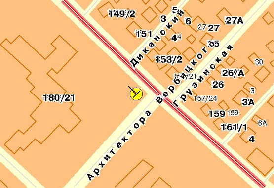 Схема рекламной плоскости по адресу Харьковское шоссе, возле ул.Вербицкого, к Харьковской пл., из центра