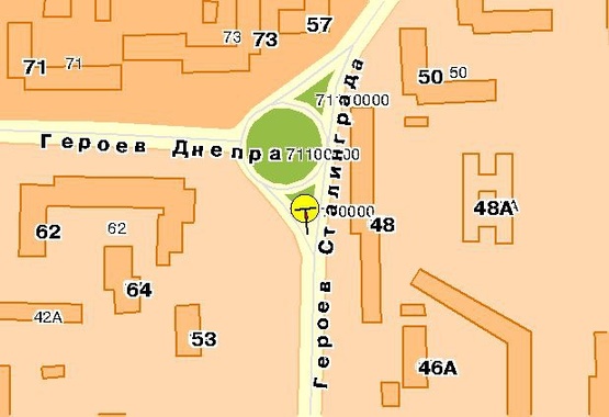 Схема рекламної площини за адресою Героев Сталинграда пр-т, возле ул.Героев Днепра, из центра