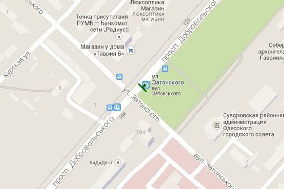 Схема рекламної площини за адресою Добровольського просп. - Затонського вул.