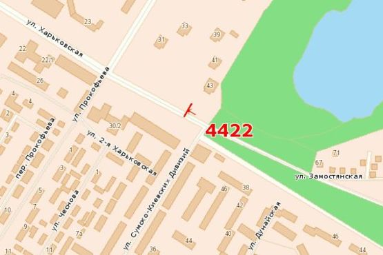 Схема рекламної площини за адресою Харківська вул., (зуп. "вул. СКД")