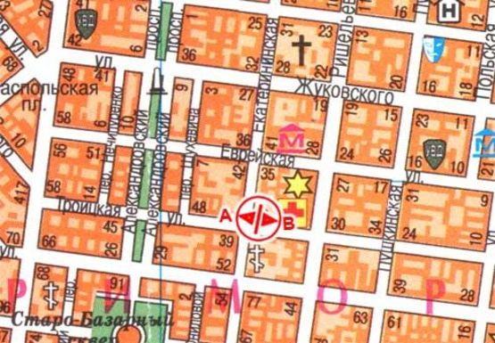 Схема рекламної площини за адресою Троицкая ул., 38 - Екатерининская ул. B