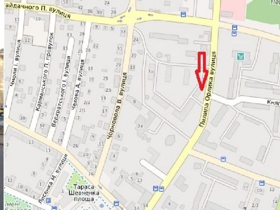 Схема рекламної площини за адресою вул. П. Орлика, 14