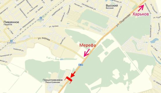 Схема рекламной плоскости по адресу Арка-Симферопольское шоссе-пос. Першотравневое- в ст. Мерефы