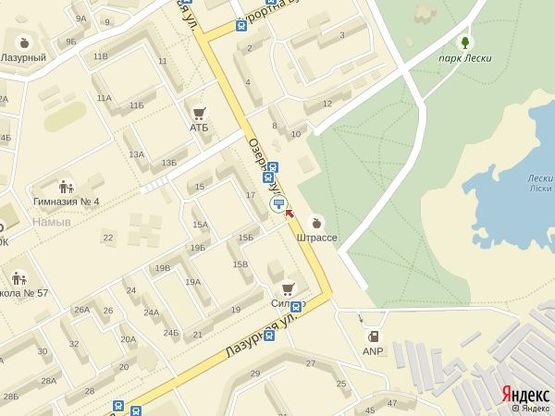 Схема рекламной плоскости по адресу ул. Озерная - рынок Штрассе