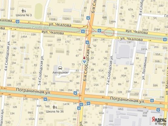 Схема рекламной плоскости по адресу ул. 6-я Слободская, 69