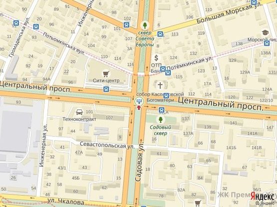 Схема рекламной плоскости по адресу просп. Центральный - ул. Садовая