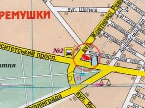 Схема рекламной плоскости по адресу ул.Вокзальная/ул.Е.Тельмана(Октяб.револ./Автовокзал)