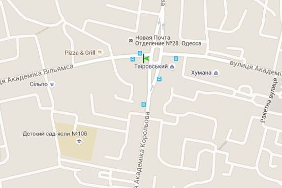 Схема рекламной плоскости по адресу Академіка Корольова вул. - Академіка Вільямса вул.