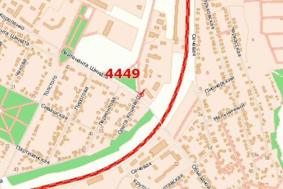 Схема рекламной плоскости по адресу Об`їзний пров. - Кошового Олега вул.