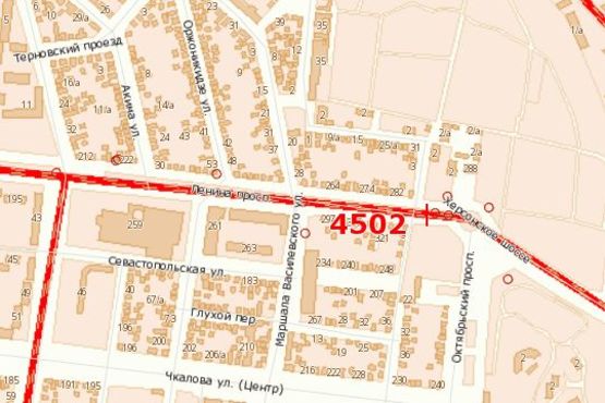 Схема рекламної площини за адресою Центральний просп. (Леніна просп.) - 10 Слобідська вул. (Луначарського вул.), (№1)